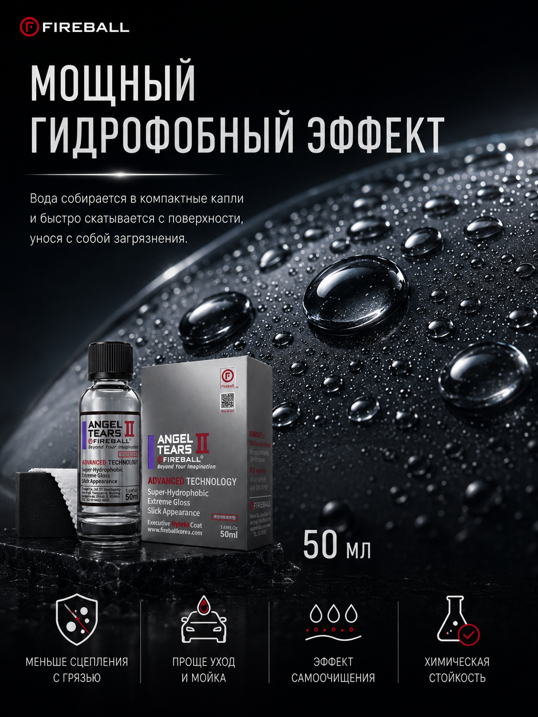 FIREBALL ANGEL TEARS II 50мл -Защитное керамическое покрытие для кузова: фото 3