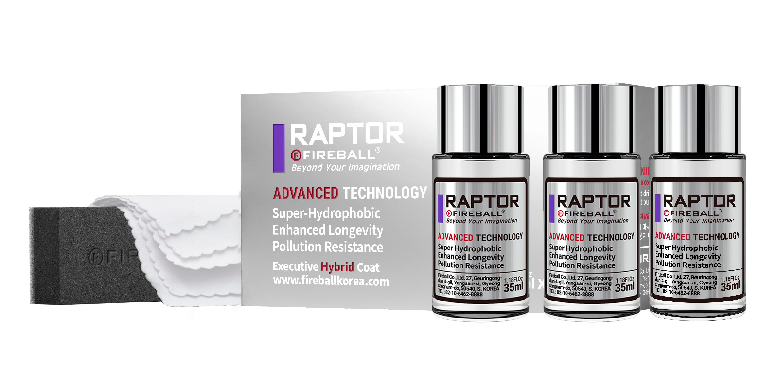 FIREBALL RAPTOR [NEW 2026] - Керамическое покрытие для дисков и внешнего пластика 105мл (3×35 мл)