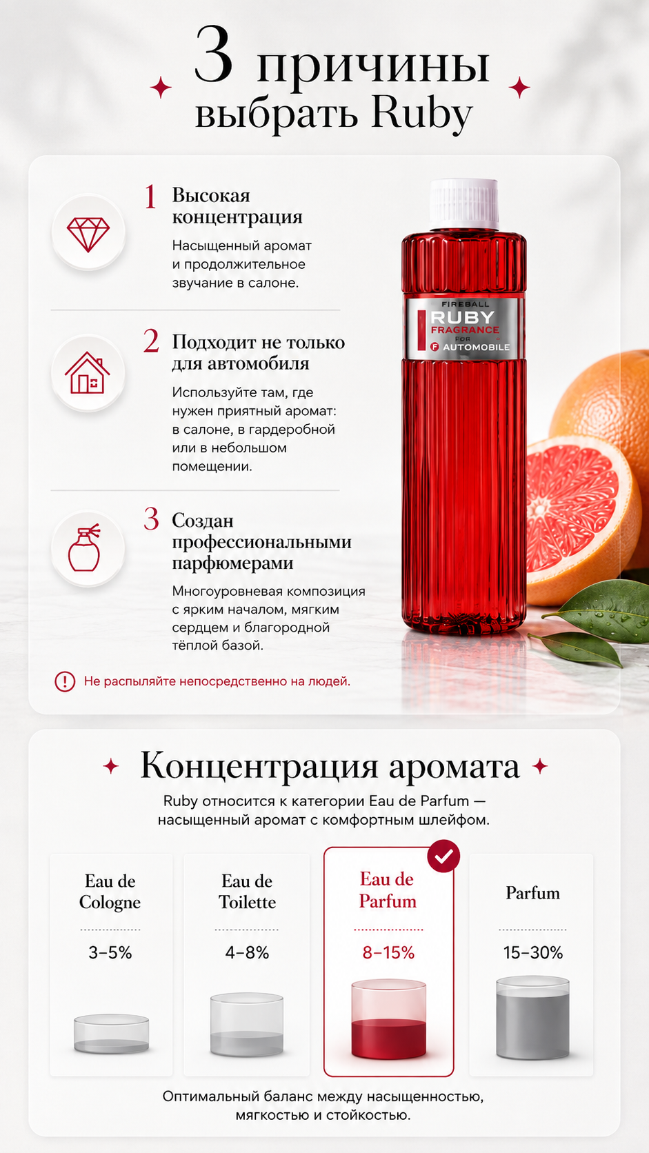 FIREBALL Ruby Fragrance - Ароматизатор для автомобиля, 500 мл