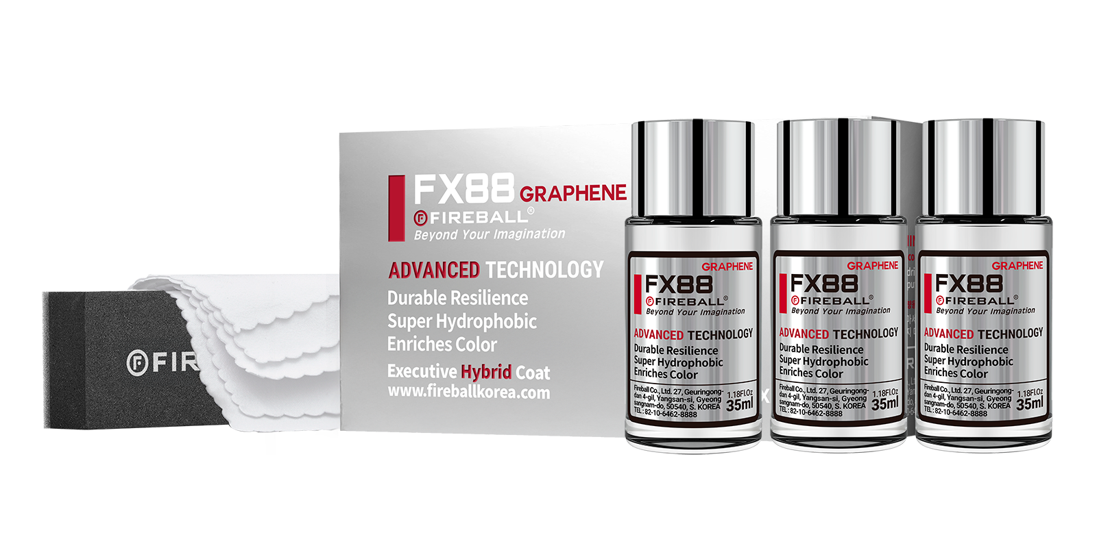 FIREBALL FX88 GRAPHENE [NEW 2025] - Керамическое покрытие PREMIUM 105мл (3×35 мл)