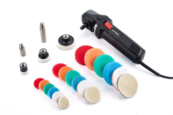 Prisys EP804K - Мини-Роторная полировальная машинка, Комплект 41 предмет [750W; 1,2,3"(M14); 1200-4500/min; 1.6kg]